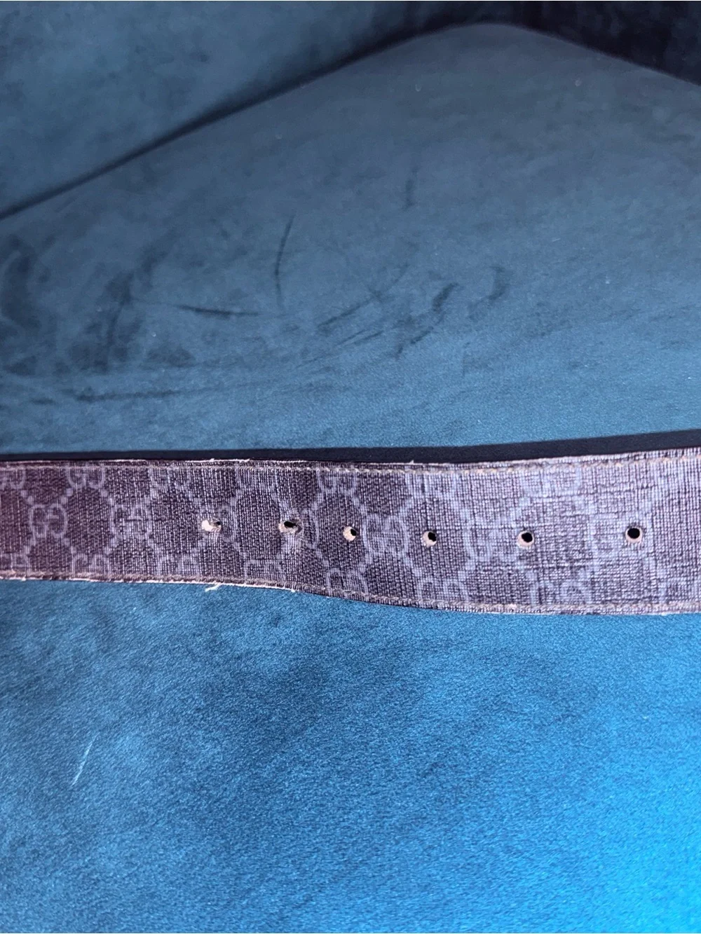 Gucci Interlocking G GG Supreme Canvas Belt Black Leather Size 95/38